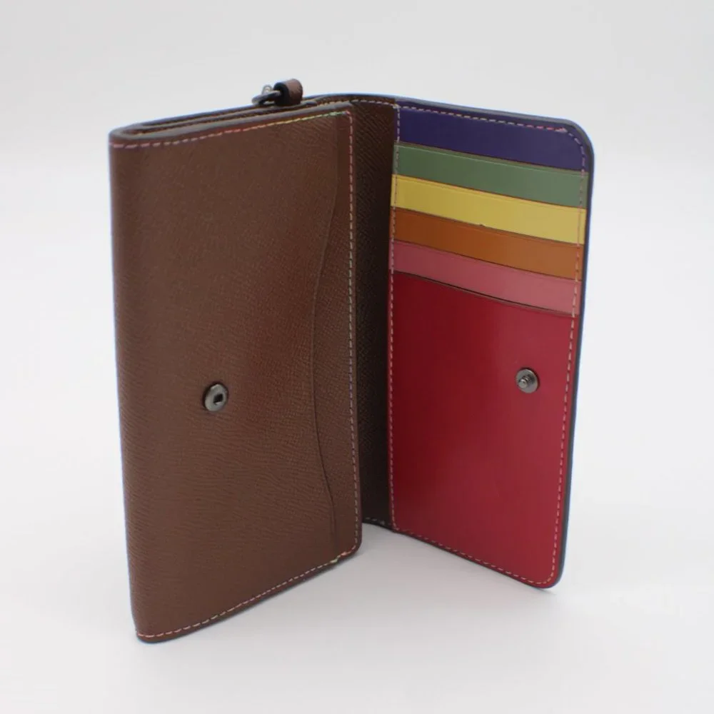 Coach Crossgrain Flap Phone Wallet Rainbow Stitching - Picture 3 of 4